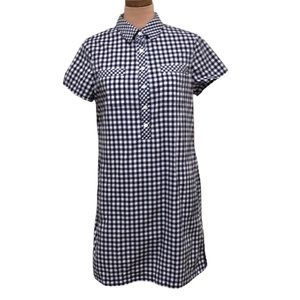 Vineyard Vines Shirtdress Shirt Dress Size 10 Navy Blue White Gingham Cotton